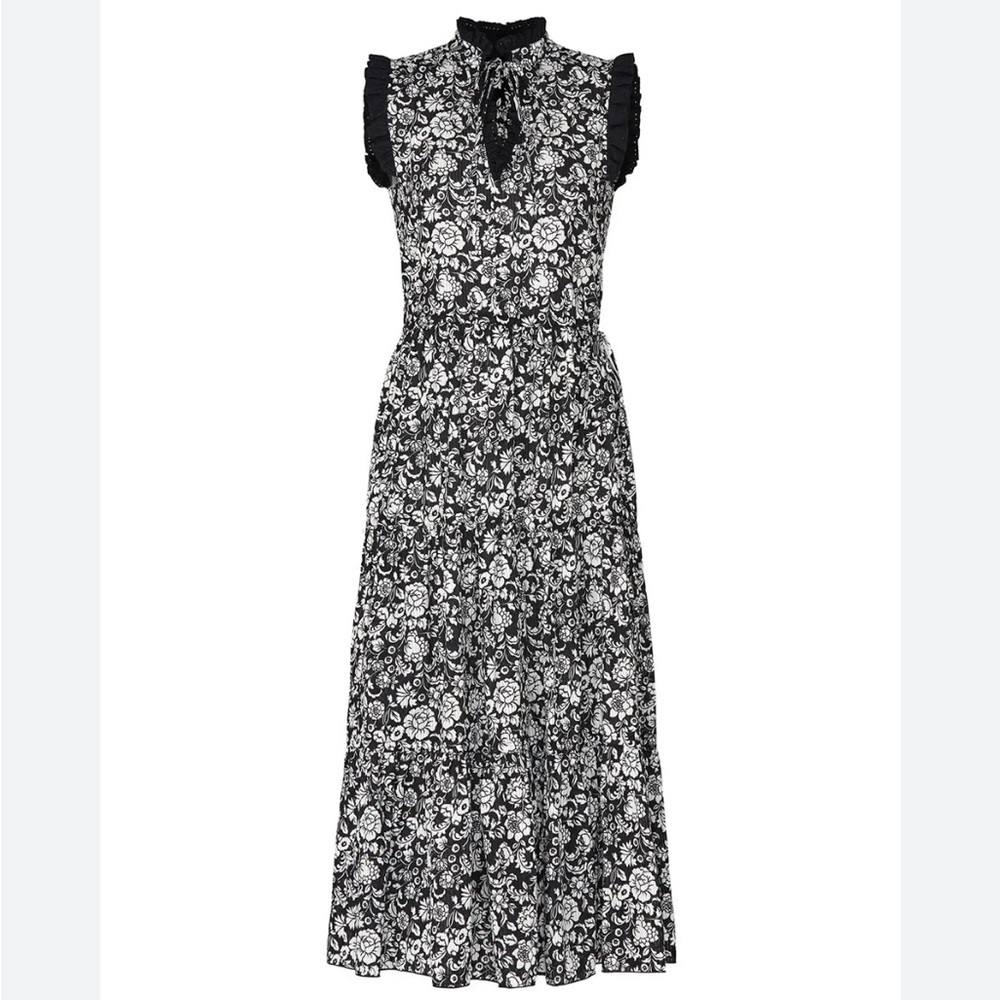 See by Chloe-Floral MIDI Dress Black/White Peonies Sz 44 (Large 12-14) - Picture 2 of 15